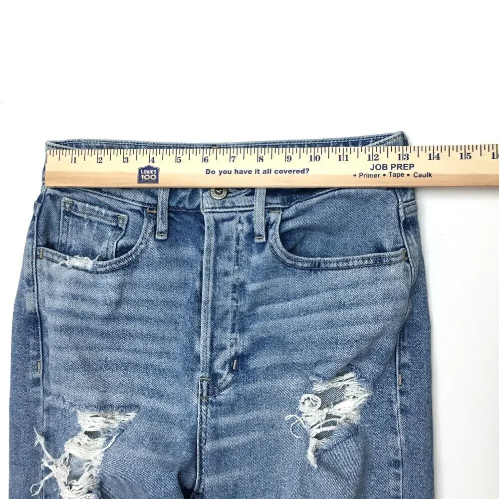 Hollister Women's Jeans High Rise Crop Distressed Button Fly size 25 length 27